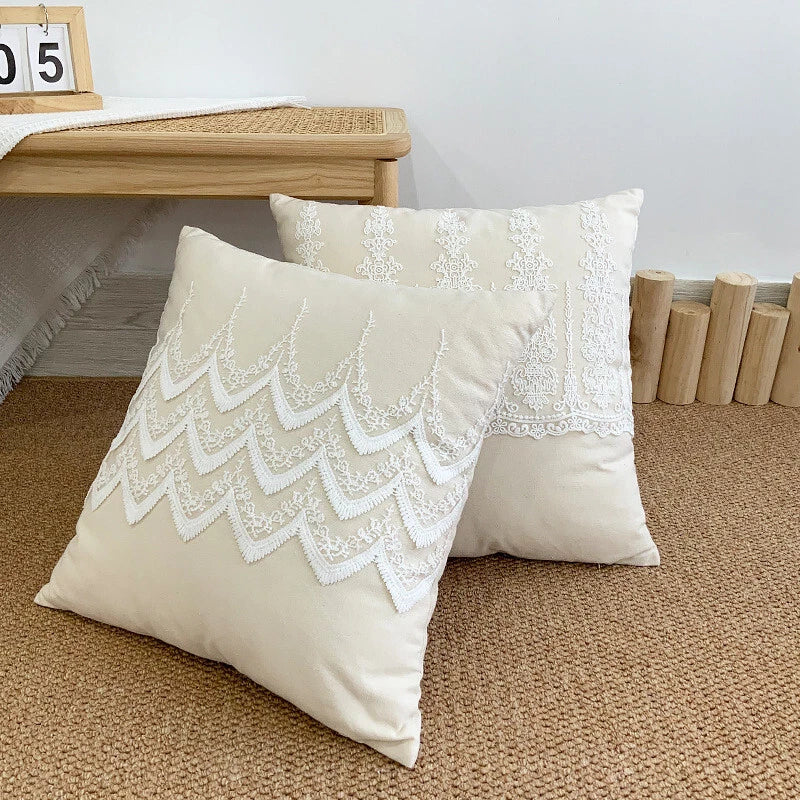 18 x 18 in Embrodiery Lace Throw Pillow Covers Case Sofa Bed Cushion Cover Decor