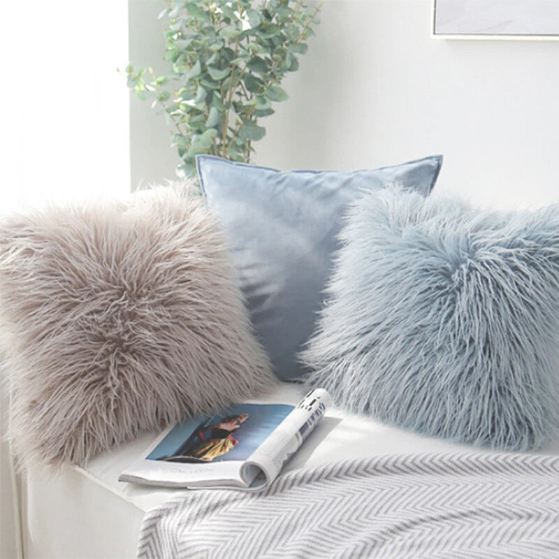 Soft  Faux Fur Fluffy Pillow Case Plush Cushion Cover Throw Sofa Bed Home Decor