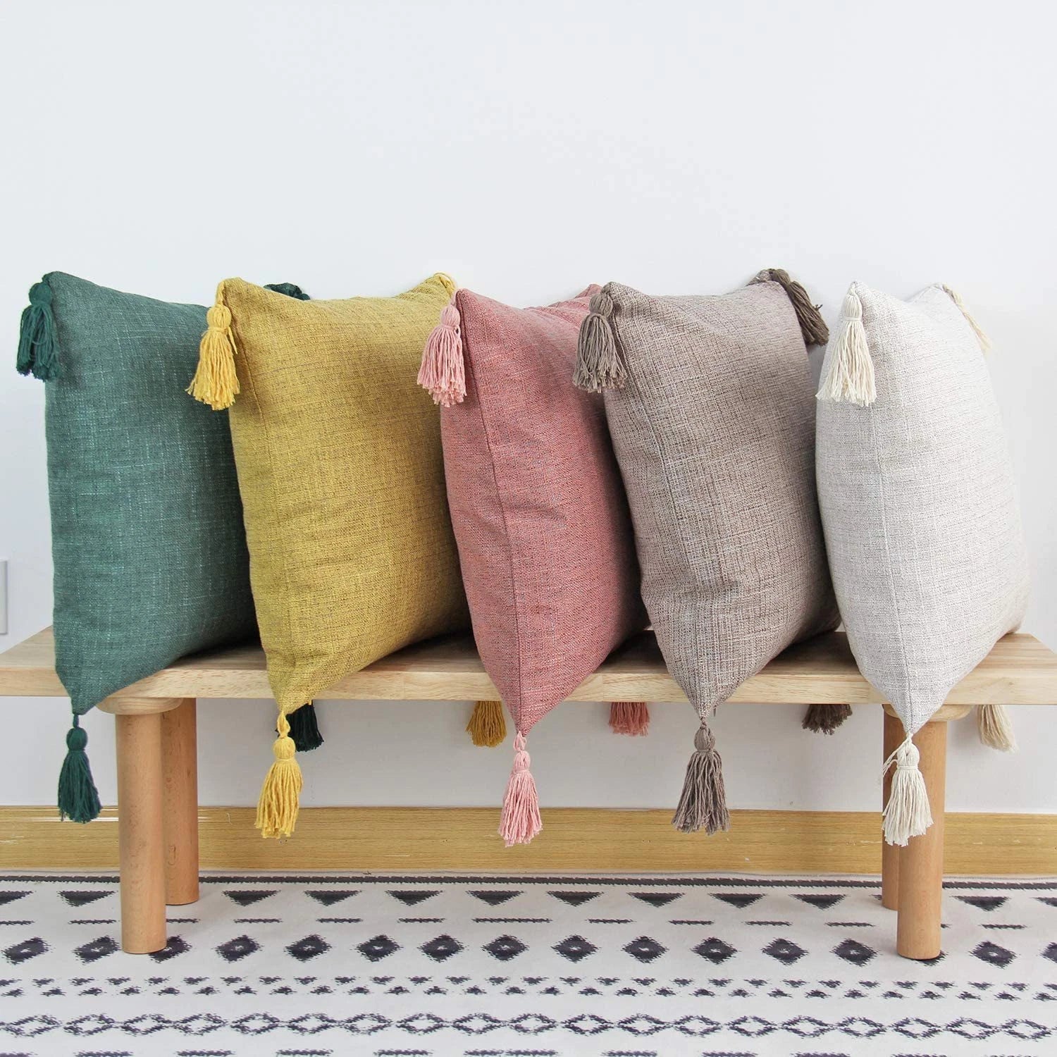 New 18" Cotton Linen With Tassels Sofa Bed Cushion Cover Pillowcase Home Decors
