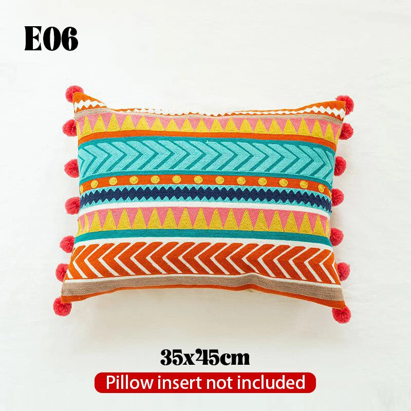 Bohemian Throw Pillowcase Cotton Embroidery Sofa Cushion Cover Decor Vintage