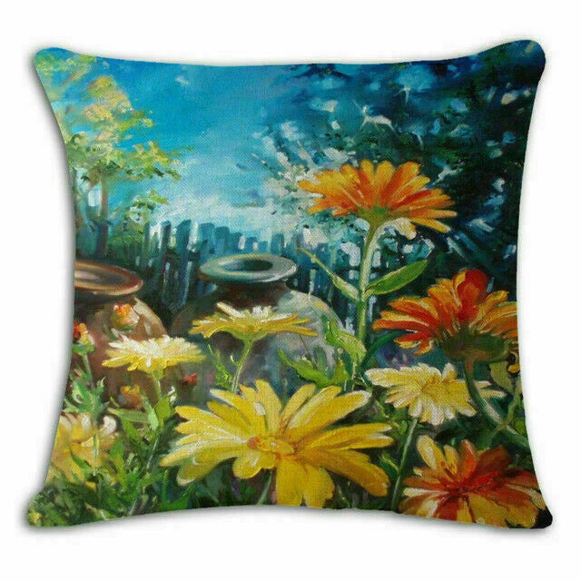 Covers 18" pillow Watercolor Flower Case Cushion Couch Poppy Poppies Floral Sofa