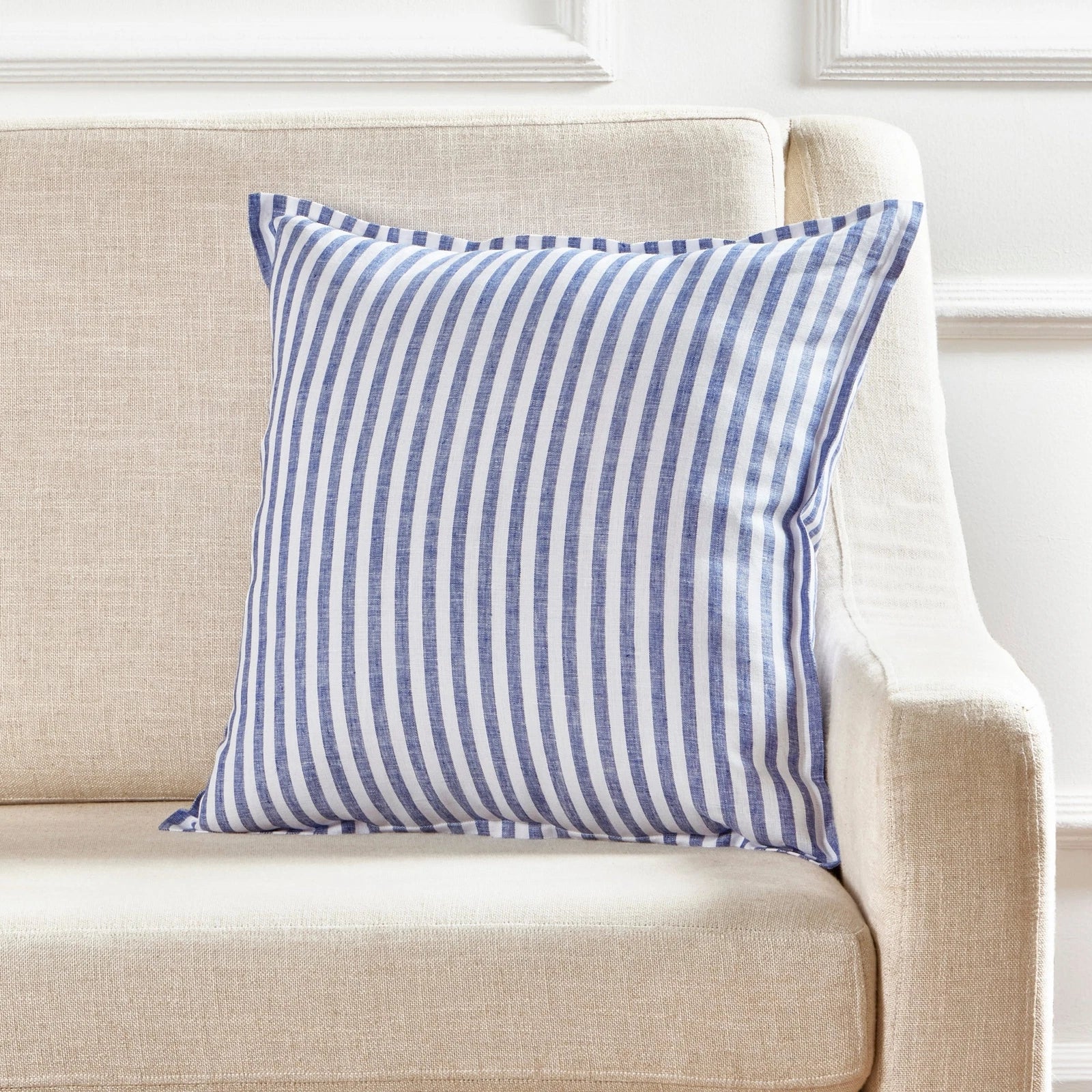 Solino Home Square Linen Pillow Cover for Cushion Couch, Sofa Bed, Santa Barbara