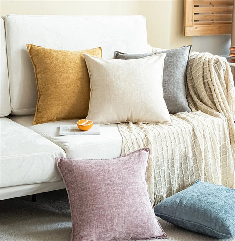 22x22in Chenille Fabric Throw Pillow Covers Sofa Bed Cushion Case Home Decor