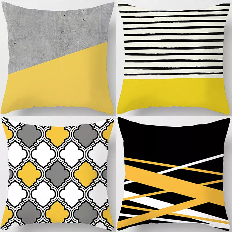UK 4PCS SET POLYESTER CUSHION COVER PILLOW CASE HOME SOFA DECOR