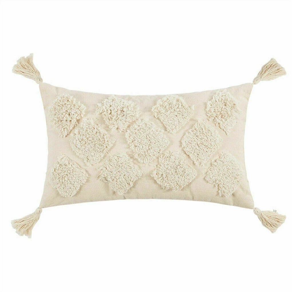 Boho Moroccan Throw Pillow Covers w/ Tassel Tufted Sofa Bed Cushion Cases Home