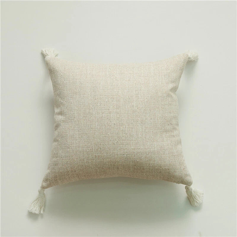 New 18" Cotton Linen With Tassels Sofa Bed Cushion Cover Pillowcase Home Decors