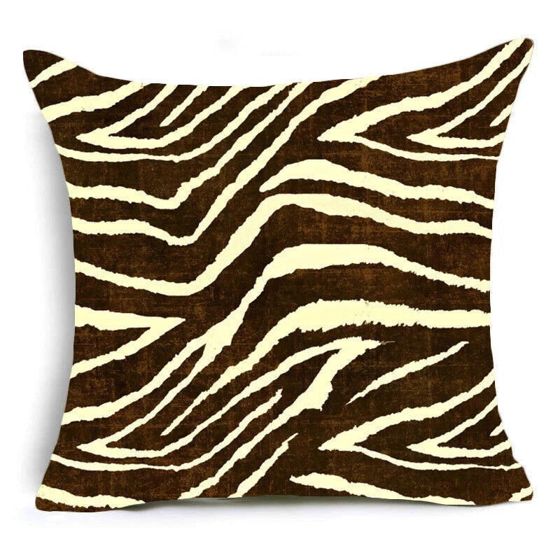 Zebra Pillow Square Fashion Cases Print Leopard Covers Animal Sofa Cushion Bed