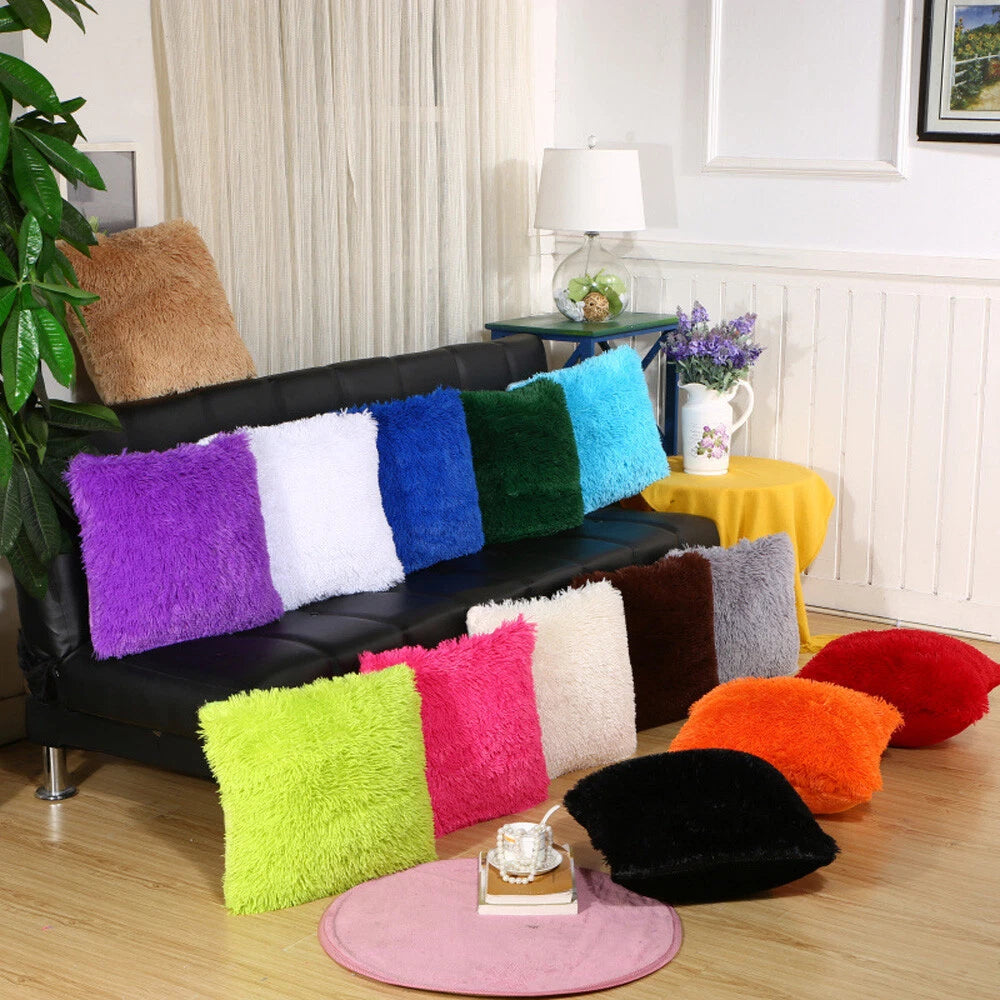 Soft Velvet Solid Cushion Cover Home Office Bed Sofa Car Throw Pillow Case 17’’