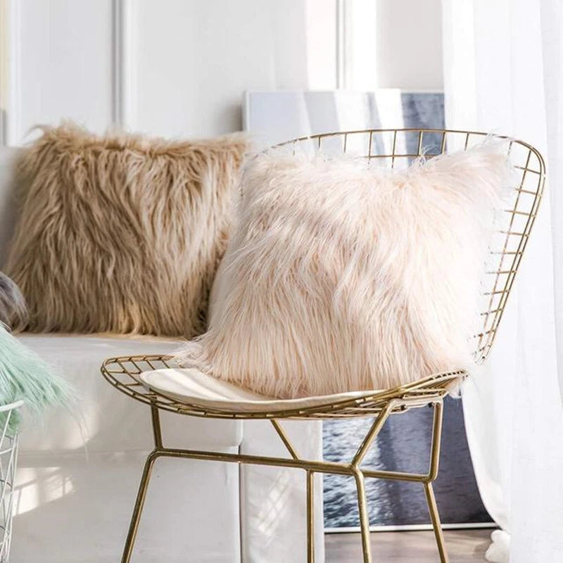 45x45cm Long Plush Fluffy Cushion Cover Home Sofa Pillow Case Pillowcase C2UK
