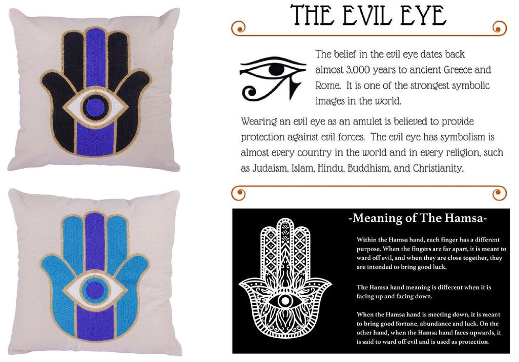 Indian Suzani Evil Eye Hamsa Embroidery Cushion Covers Bed Sofa Pillow Case 40CM