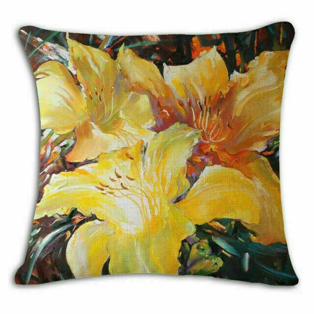 Covers 18" pillow Watercolor Flower Case Cushion Couch Poppy Poppies Floral Sofa