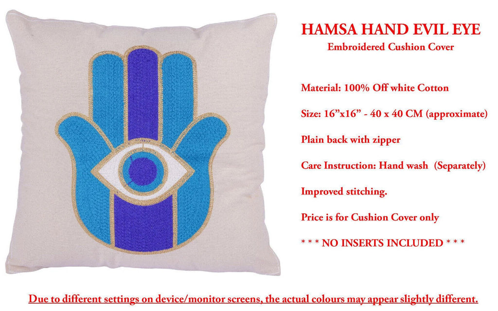 Indian Suzani Evil Eye Hamsa Embroidery Cushion Covers Bed Sofa Pillow Case 40CM