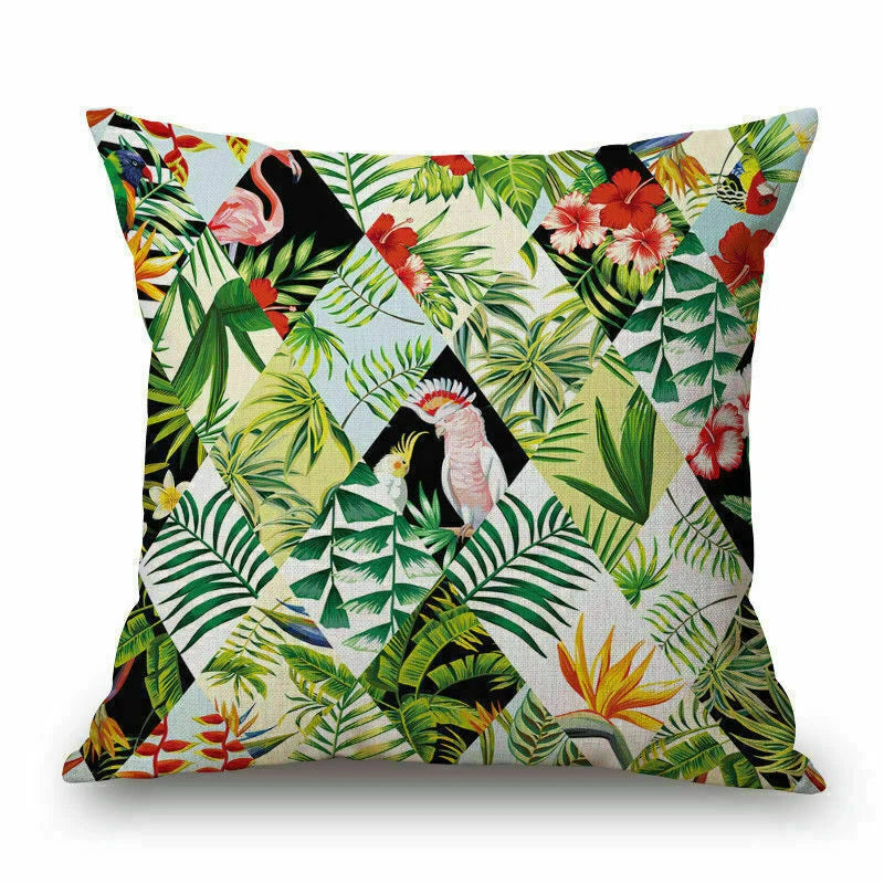 Couch pillow Cushion Tropical Triangle Decorative Throw Cover Case 18X18" Flower