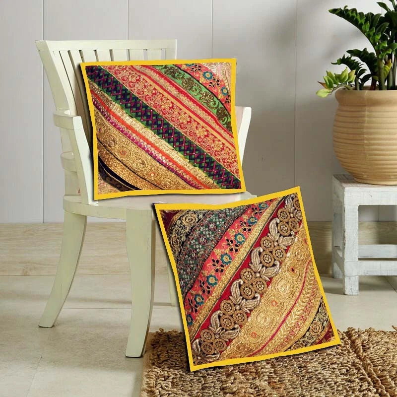16"-2 Handmade Patchwork Ethnic Sofa Pillow Cushion Cover Living Room / Bedroom