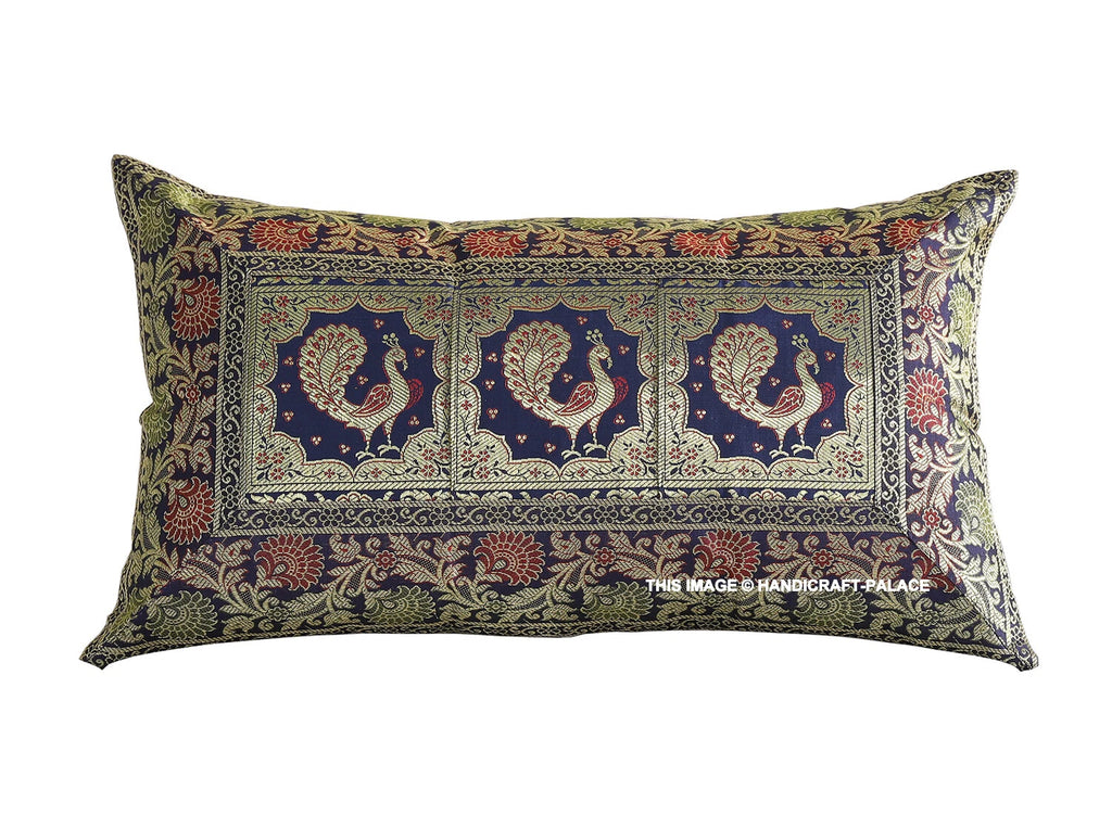 Handmade Brocade Silk Cushion Cover Indian Home Sofa Decor Pillow Case 12"x20"