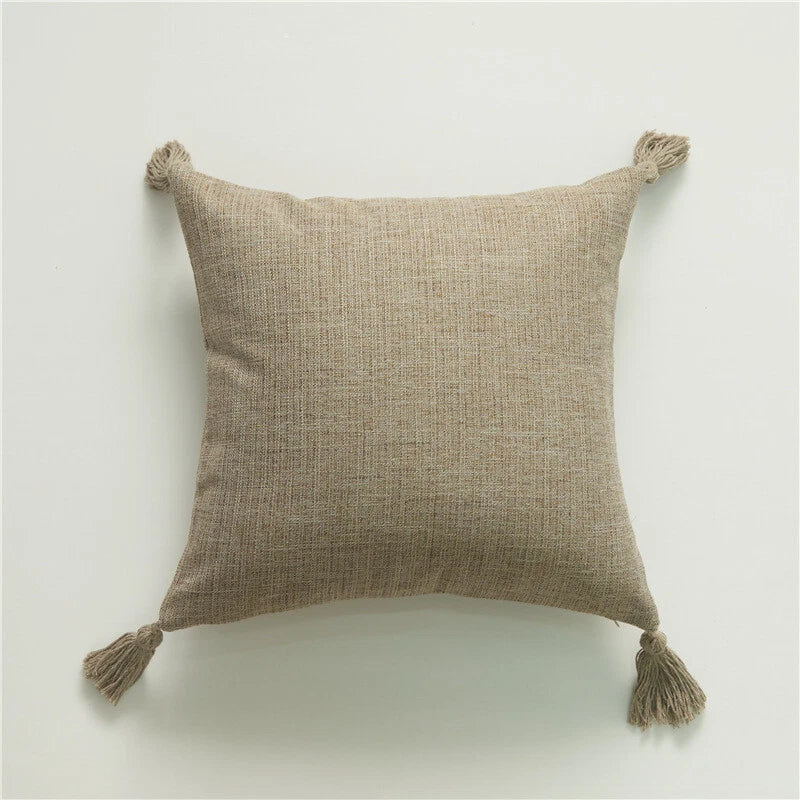 New 18" Cotton Linen With Tassels Sofa Bed Cushion Cover Pillowcase Home Decors