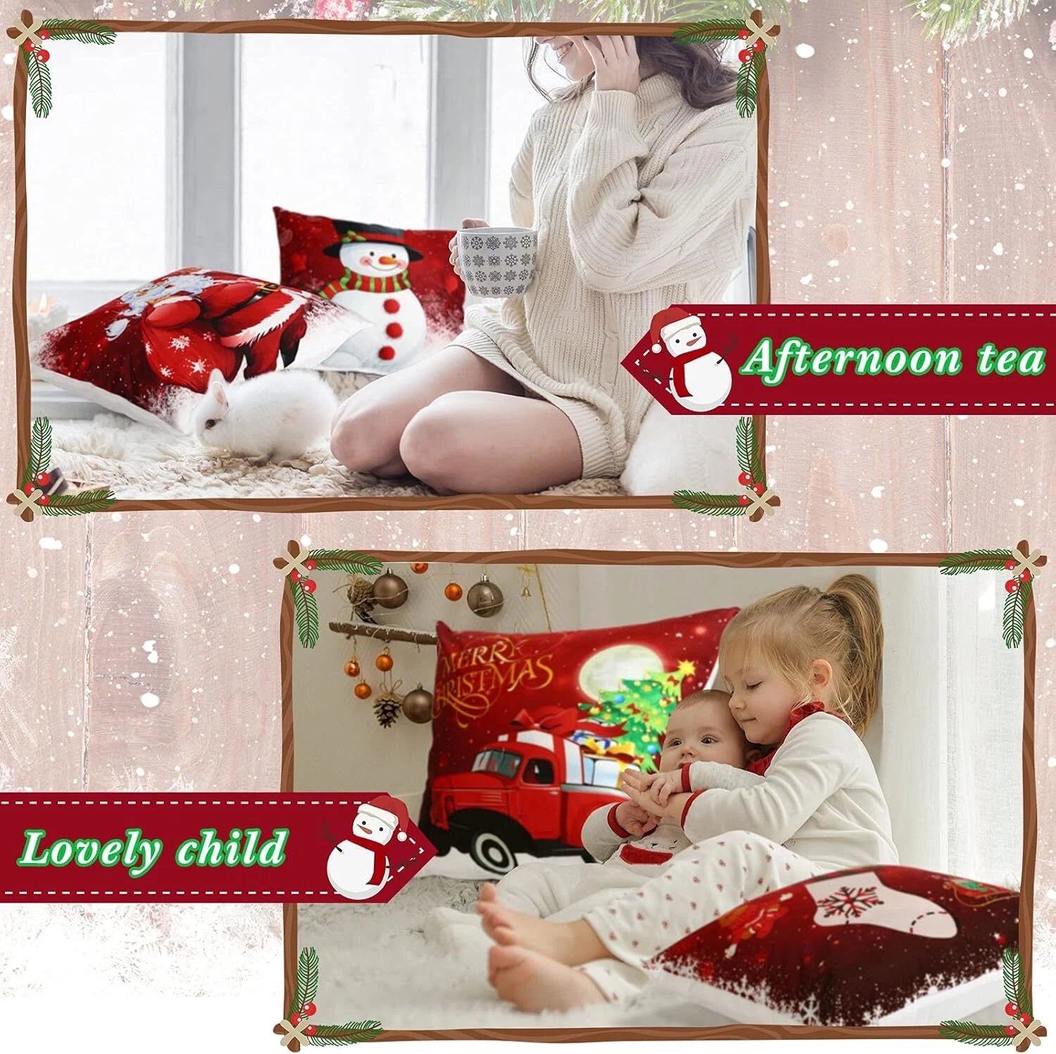 18"x18" Christmas Pillow Covers Cushion Covers Decoration Holiday Decor for Sofa
