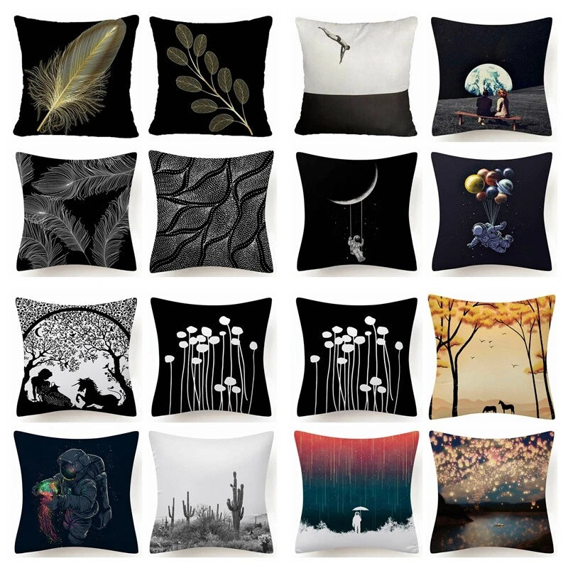 ⭐⭐18x18" Black White Throw PILLOW COVER 2-Sided Decorative Sofa Bed Cushion Case