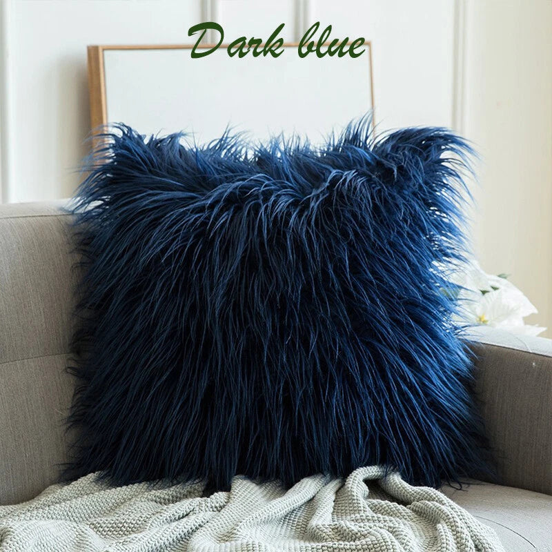 45x45cm Long Plush Fluffy Cushion Cover Home Sofa Pillow Case Pillowcase C2UK