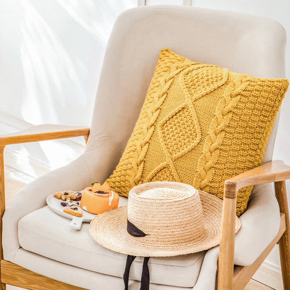 Square Knitted Tassel Pillowcase Sofa Bed Waist Throw Back Cushion Covers Chair