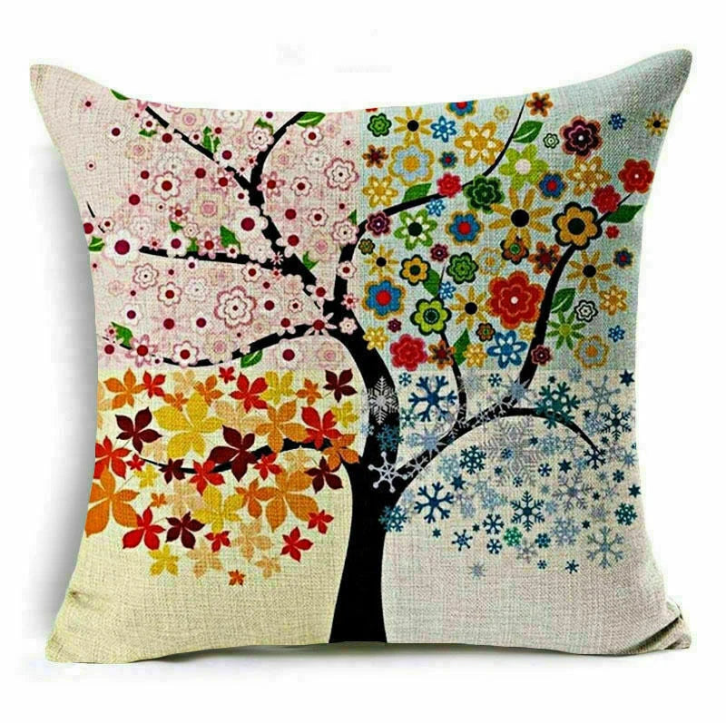 Throw Pillow Fashion Flower Tree  Case Sofa Home Cover Cushion Decor