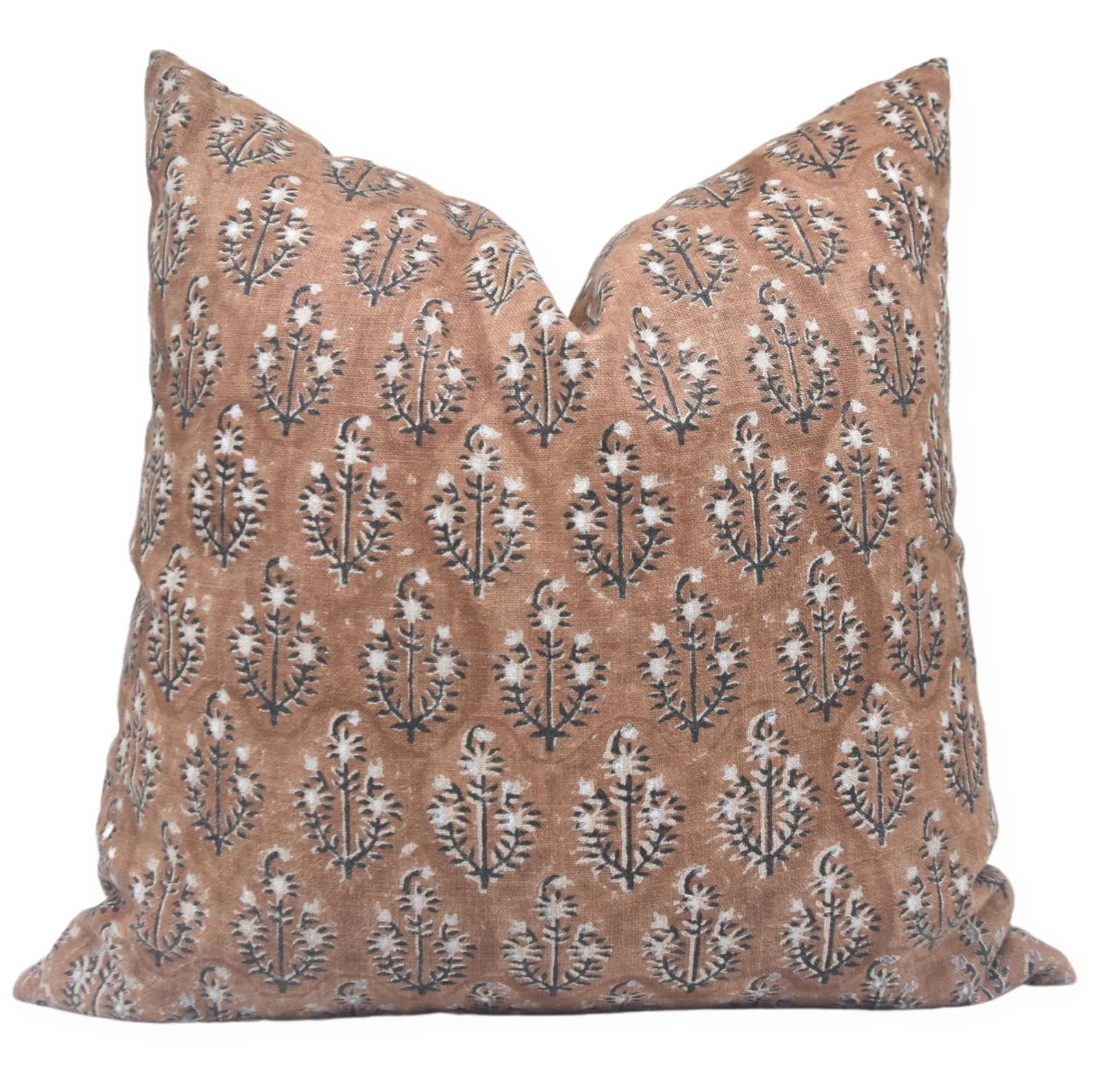 Handmade Block Print Thick Linen 22X22 Inches Vintage Pillowcase Cushion Cove...