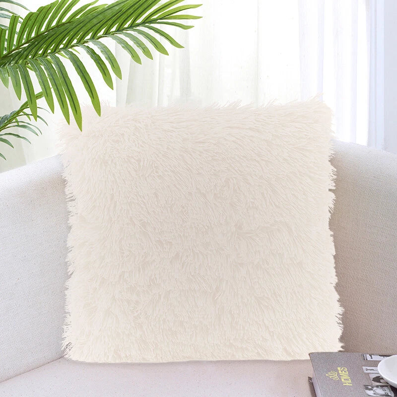 40CM x 40CM Fluffy Faux Soft Plush Pillow Case Cover Cushion Home Bed Sofa Decor