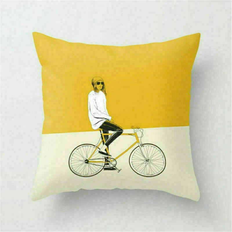 Yellow Pillow Case Sofa Car Cover Cushion Decor Waist Throw Home