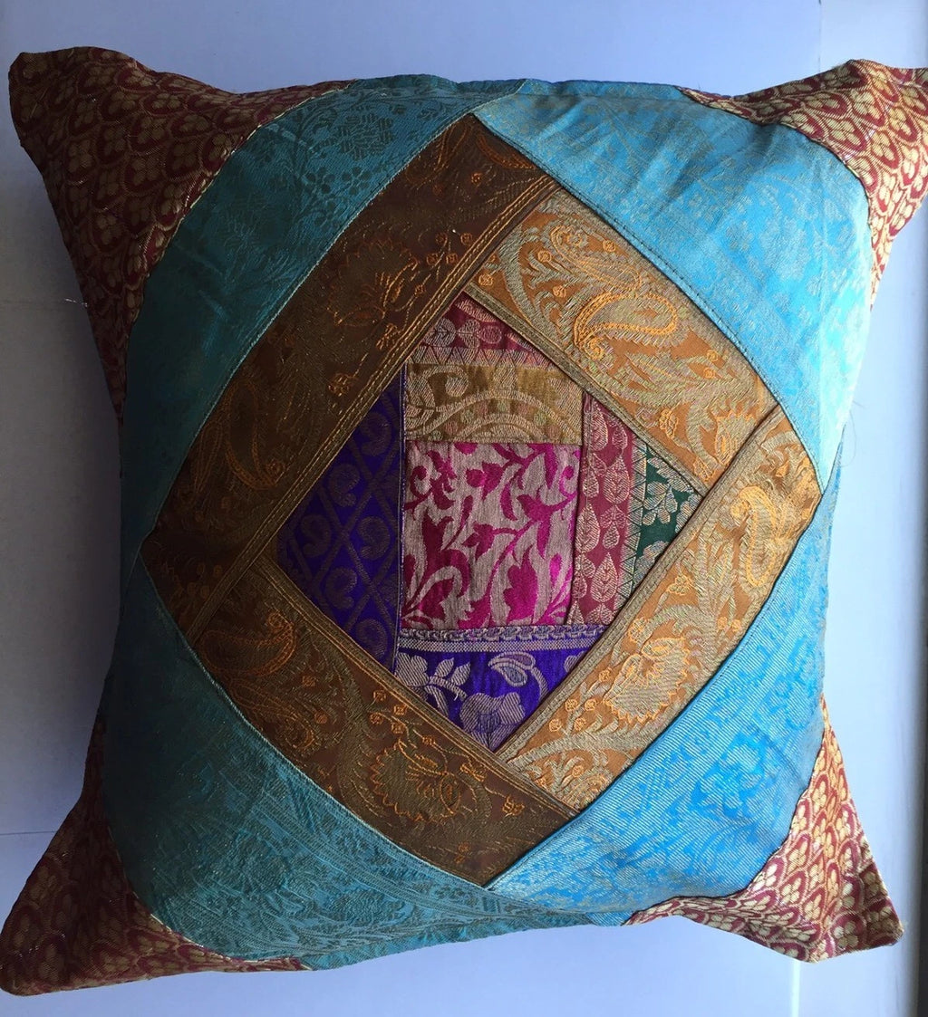 One Home Decor Silk Cushion Cover Patchwork Square Sofa Pillow Case Cover India