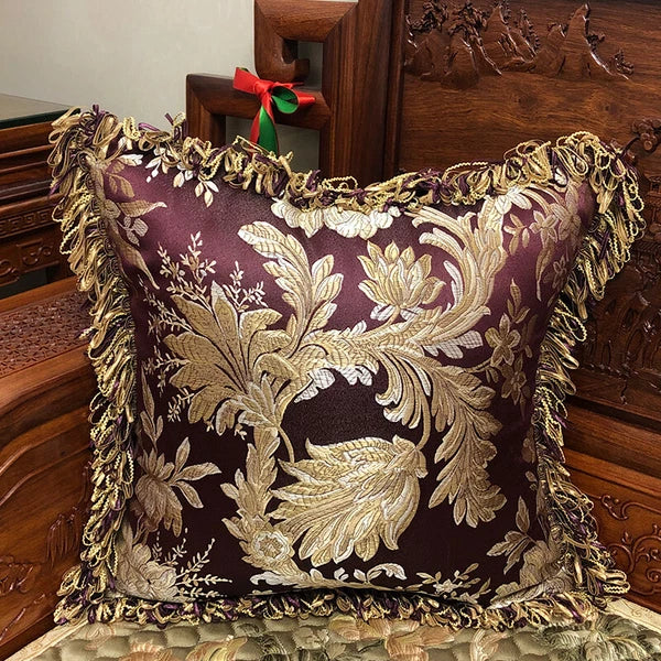 Tassel Pillow Case Floral Cushion Covers Only Embroidery Retro Bedding Sofa Chic