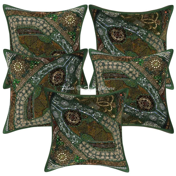 Ethnic Cushion Cover Boho Ethnic Beaded 16 x 16 in Hippie Sofa Car Pillow Case