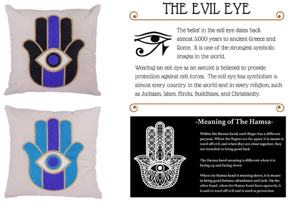 Indian Suzani Evil Eye Hamsa Embroidery Cushion Covers Bed Sofa Pillow Case 40CM
