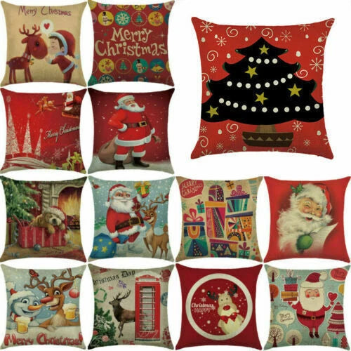 Pillow Christmas Case Sofa Car Throw Home Cover Cushion Decor Santa