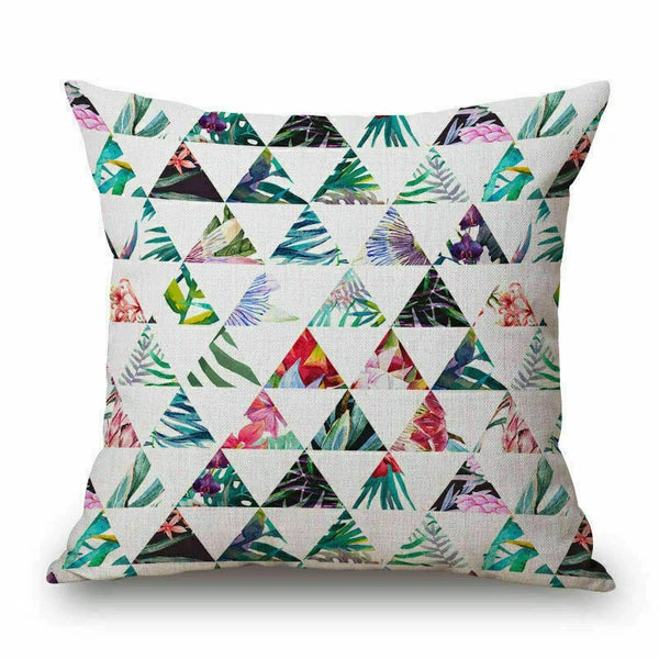 Couch pillow Cushion Tropical Triangle Decorative Throw Cover Case 18X18" Flower