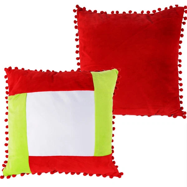 10pcs Sublimation Blank Pillowcase Multicolor Plush Sofa Cushion Cover with Ball
