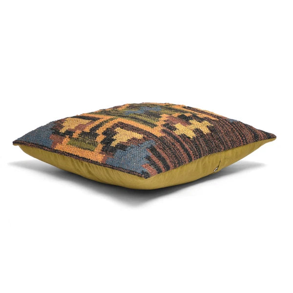 Handwoven Woll Jute Cushion Cover 18x18 Vinatge Sofa Pillow Case Kilim Chair Pad