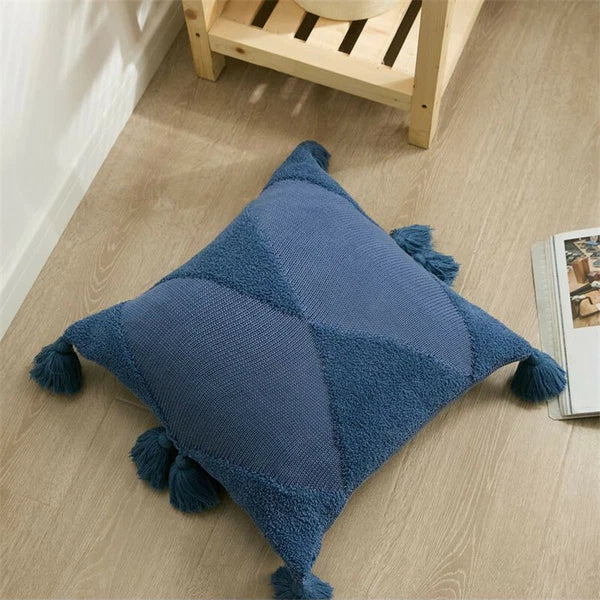 18" Knitted Pillow Case Sofa Bed Car Soft Pompom Ball Waist Throw Cushions Cover