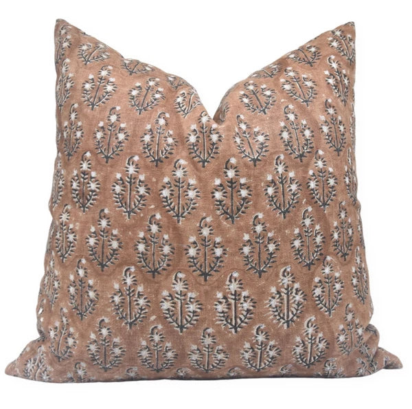 Handmade Block Print Thick Linen 22X22 Inches Vintage Pillowcase Cushion Cove...