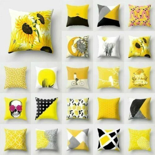 Yellow Pillow Case Sofa Car Cover Cushion Decor Waist Throw Home