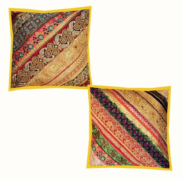 16"-2 Handmade Patchwork Ethnic Sofa Pillow Cushion Cover Living Room / Bedroom