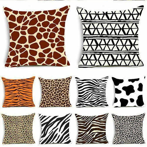 Zebra Pillow Square Fashion Cases Print Leopard Covers Animal Sofa Cushion Bed