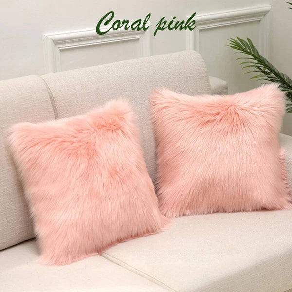 45x45cm Long Plush Fluffy Cushion Cover Home Sofa Pillow Case Pillowcase C2UK