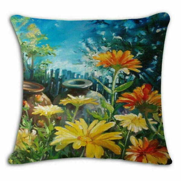 Covers 18" pillow Watercolor Flower Case Cushion Couch Poppy Poppies Floral Sofa