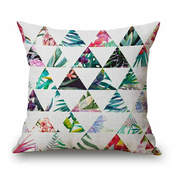 Couch pillow Cushion Tropical Triangle Decorative Throw Cover Case 18X18" Flower