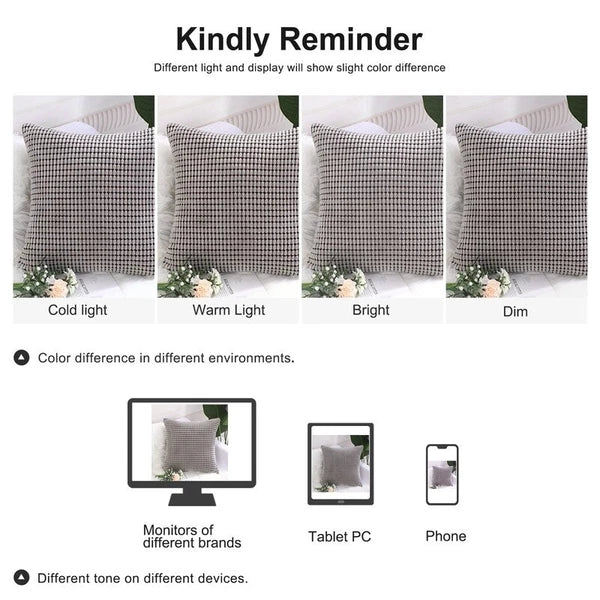 Textured Solid Decorative Throw Pillow Cover Polyester Cushion Case Sofa Bed New