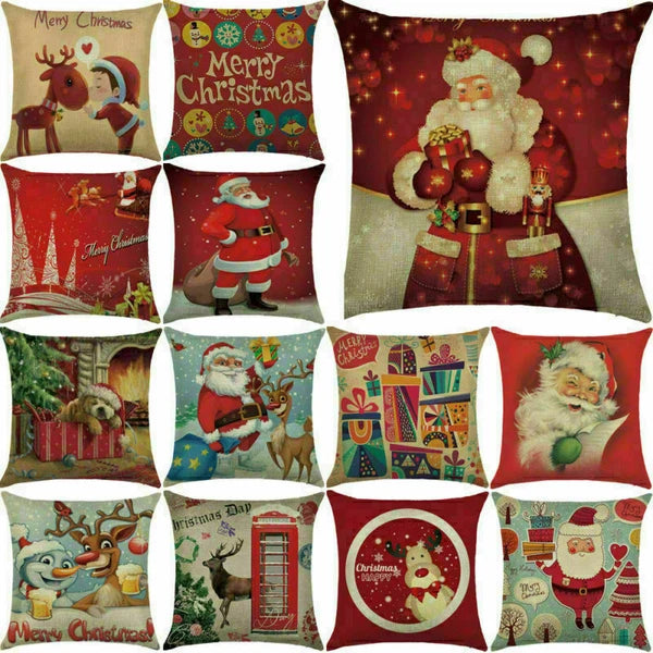 Pillow Christmas Case Sofa Car Throw Home Cover Cushion Decor Santa