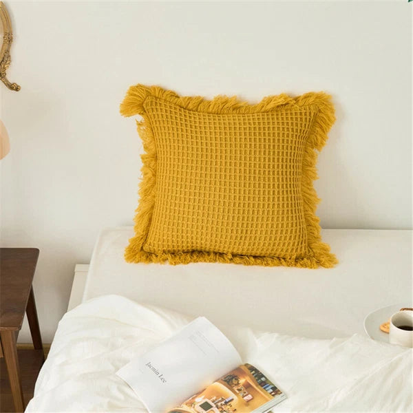 Sofa Bed Knitted Pillowcase Square Tassel Throw Waist Cushion Covers Chair Decor