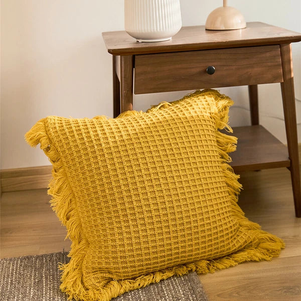 Square Knitted Tassel Pillowcase Sofa Bed Waist Throw Back Cushion Covers Chair