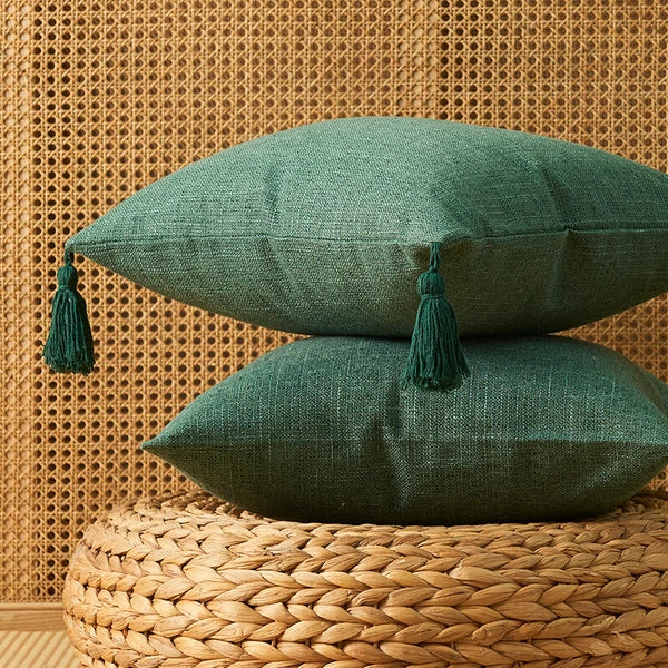 New 18" Cotton Linen With Tassels Sofa Bed Cushion Cover Pillowcase Home Decors