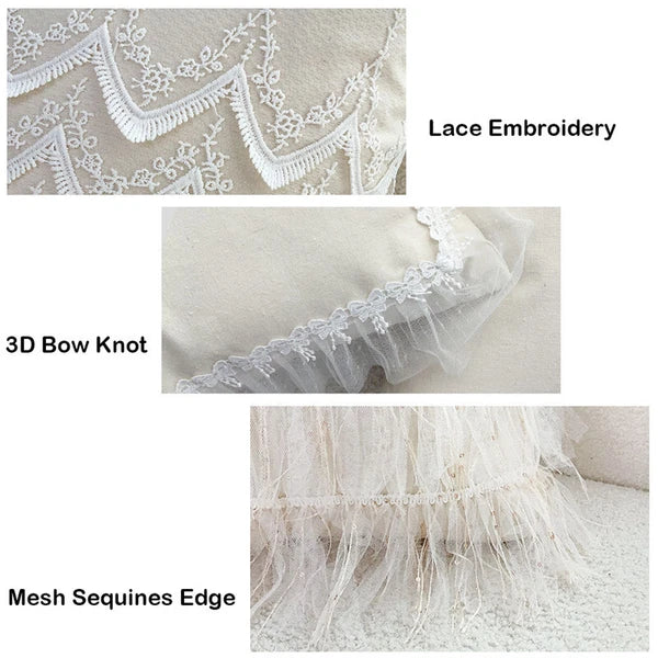 18 x 18 in Embrodiery Lace Throw Pillow Covers Case Sofa Bed Cushion Cover Decor